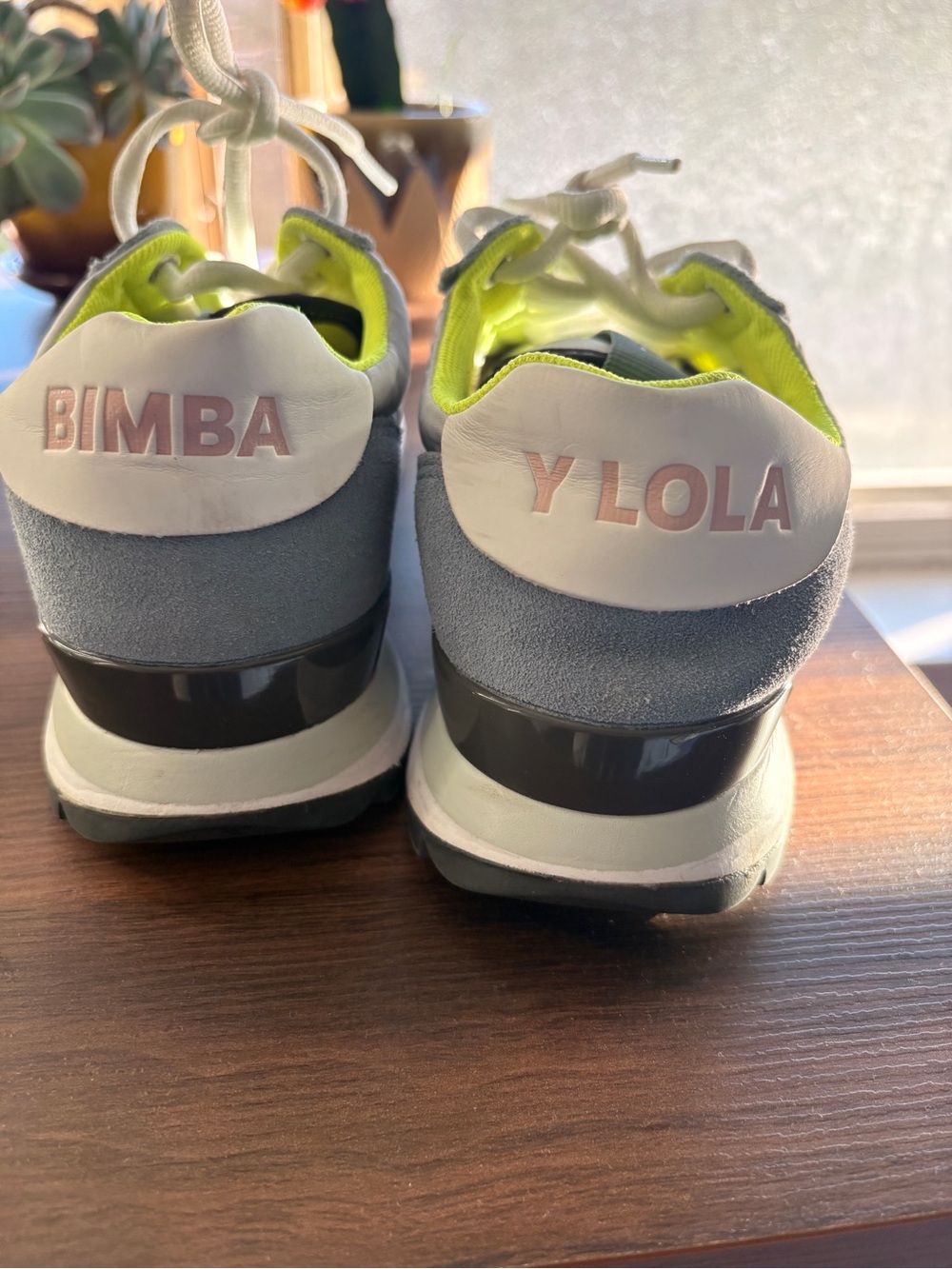 Bimba y Lola Light Gray & Lime Green Sneakers - Picture 2 of 4